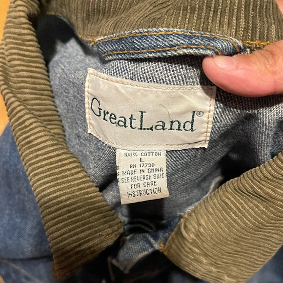 Vintage 90s Jeans Trucker Jacket Men's L Blue Denim By Greatland Sportswear - Picture 4 of 5